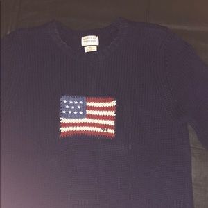 Ralph Lauren cropped sleeve flag sweater size xl